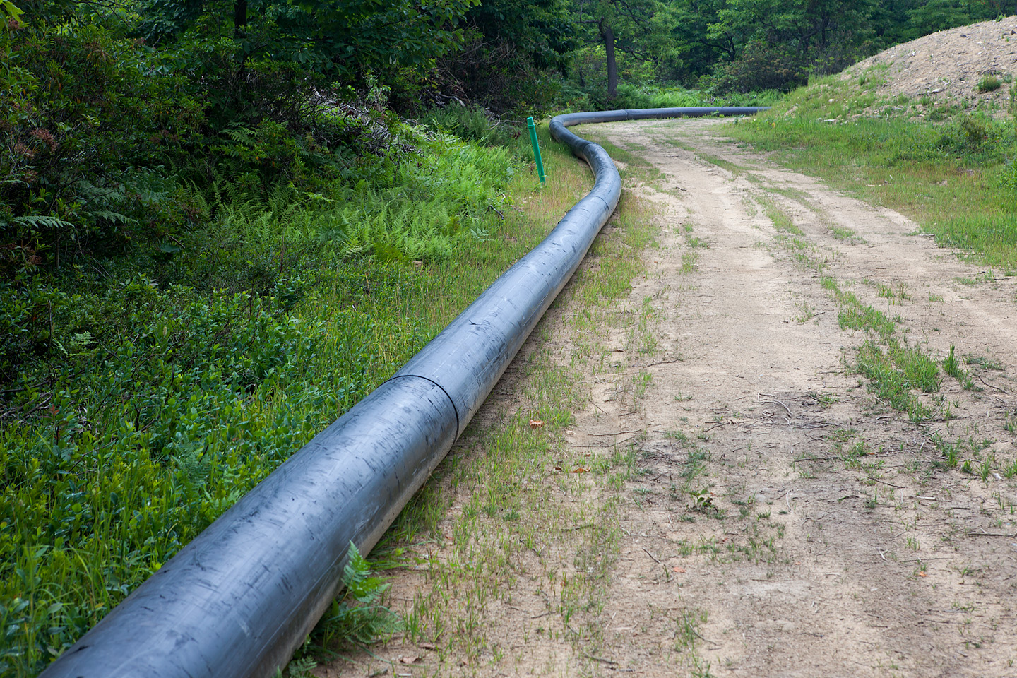 Water pipeline leading to a fracking site in Moshannon State Forest, Clearfield County, Pennsylvania.